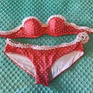 Victoria's Secret Coral Polka Dot Bikini Swimsuit